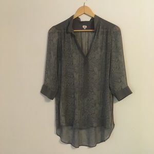 Wilfred sheer snake print tunic in greys and blues